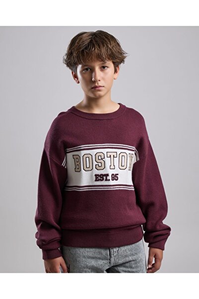 R&B Embroidered Sweater with Crew Neck and Long Sleeves