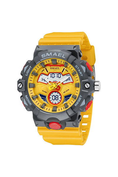 SMAEL Men's Wristwatch Digital Sport Alarm Quartz Stopwatch Backlight Yellow