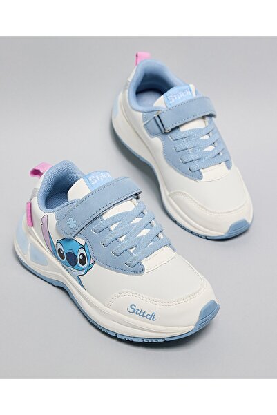 R&B White Girl's Stitch Print Velcro Sneakers