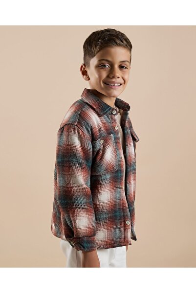 R&B Plaid Shirt with Classic Collar and Long Sleeves
