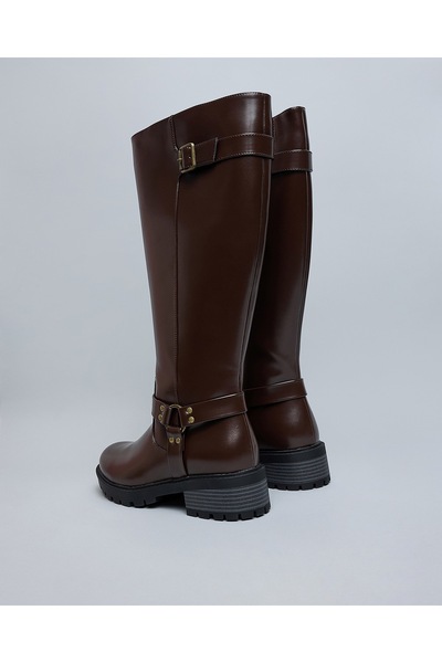 R&B Dark Brown Women's Textured Knee High Boots