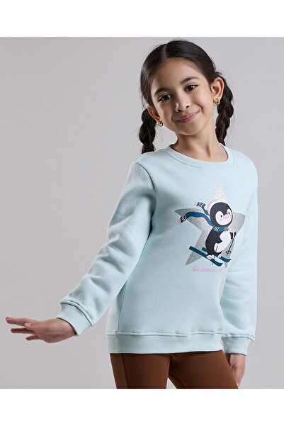 R&B Printed Sweatshirt with Crew Neck and Long Sleeves