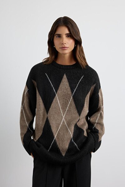 KADRİYE BAŞTÜRK Baklava Patterned Knitwear Sweater Black