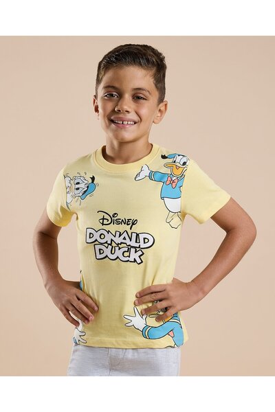R&B Donald Duck Print T-Shirt with Crew Neck and Short Sleeves