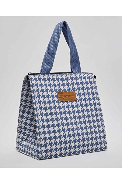 R&B Blue Unisex Houndstooth Lunch Bag