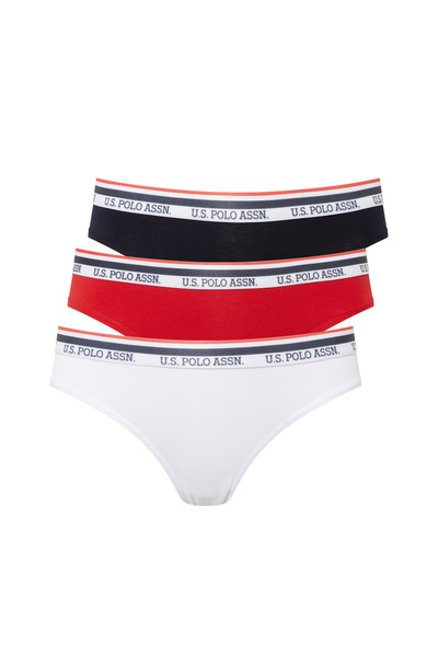 U.S. Polo Assn. Women's Red - Navy Blue - White 3-Piece Slip