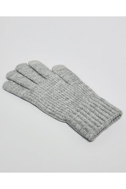 R&B Grey Women's Textured Knit Gloves