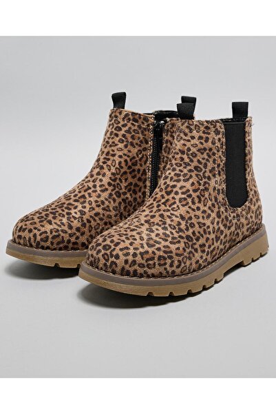 R&B Brown GIrl Animal Print Ankle Boots