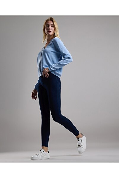 R&B Washed Jeggings with Elastic Waist