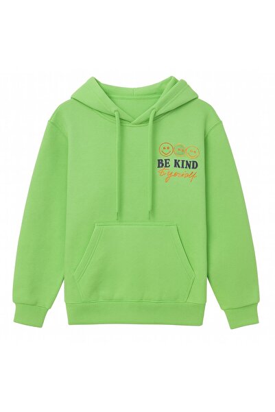 TOMMY LIFE Πράσινο φούτερ με κουκούλα για κορίτσια Πράσινο φούτερ με κουκούλα