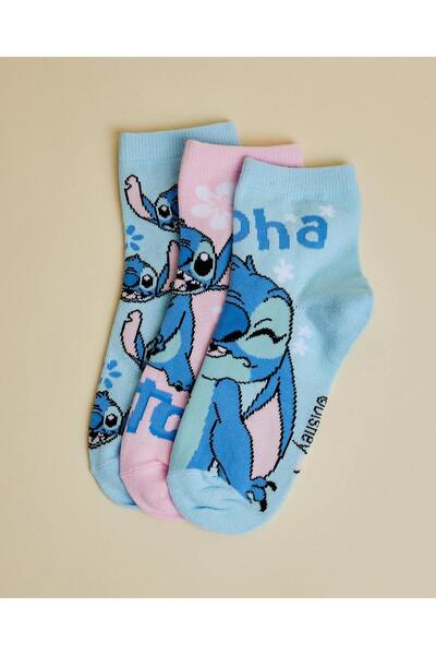 R&B جوارب كاحل مخيطة متعددة للفتيات، عبوة من 3 قطع