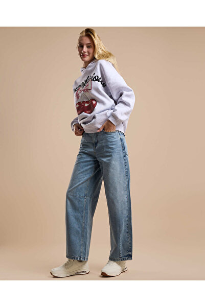 R&B Faded Baggy Jeans with Button Closure