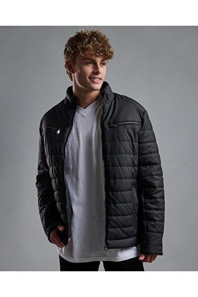 R&B Quilted Puffer Jacket with Zipper Closure