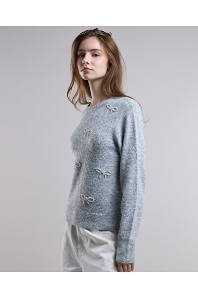 R&B Embellished Sweater with Crew Neck and Long Sleeves