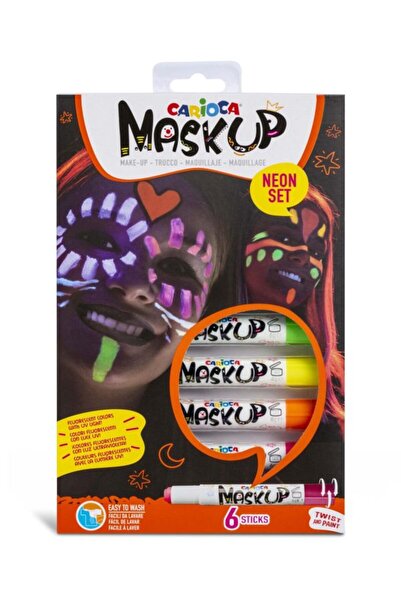 CARIOCA Culori de vopsea facială, tip neon, culoare multicoloră, vopsea testată dermatologic, set 6 buc.