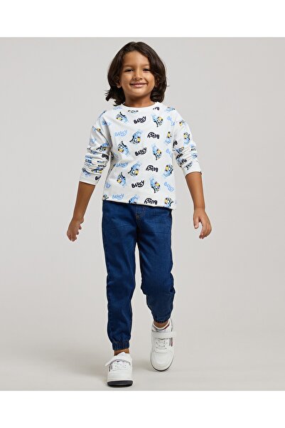 R&B Bluey Printed T-Shirt with Crew Neck and Long Sleeves