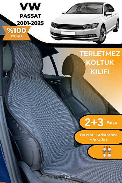 TREND Anti-Sweat Car Seat Protector Cover 100% Cotton 5-Piece Full Set Smoked Vw Passat