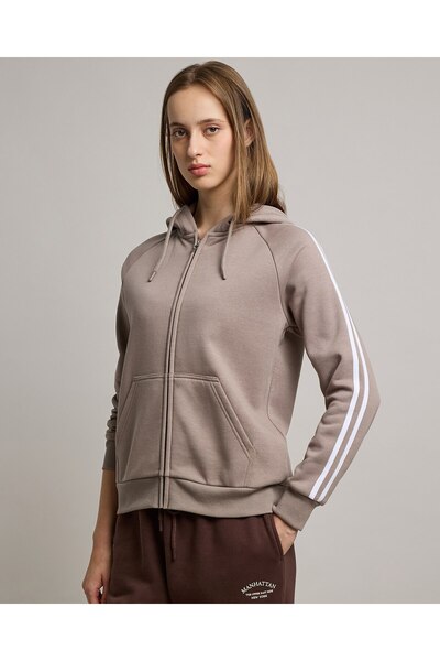 R&B Stripe Detail Hooded Jacket with Zipper Closure