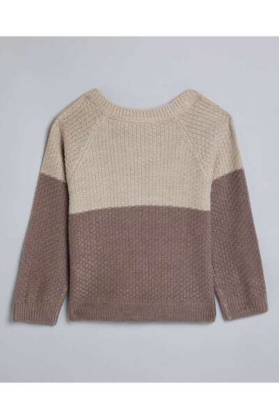 R&B Colorblock Sweater with Crew Neck and Long Sleeves