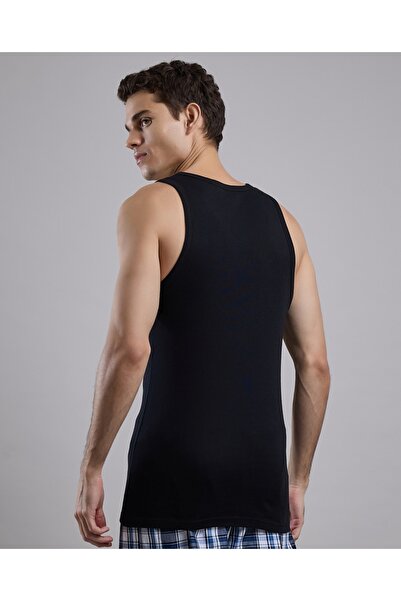 R&B Black Men's Black Men's's 2 Pack Solid Vests