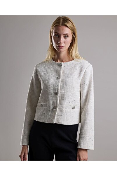 R&B Textured Jacket with Button Closure