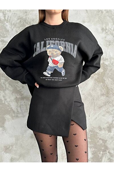 LE CARAMBOLE Pulover de damă cu imprimeu negru cu decolteu triplu