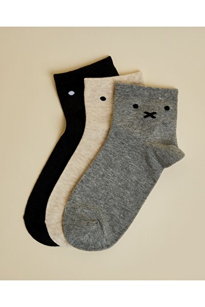 R&B جوارب رمادية للنساء (عبوة من 3 جوارب للكاحل)