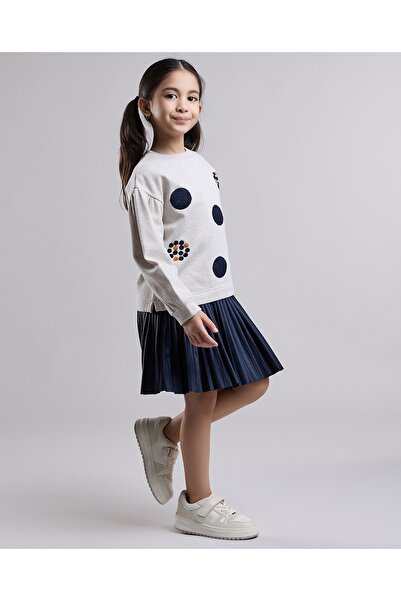 R&B Printed Knit Dress with Crew Neck and Long Sleeves