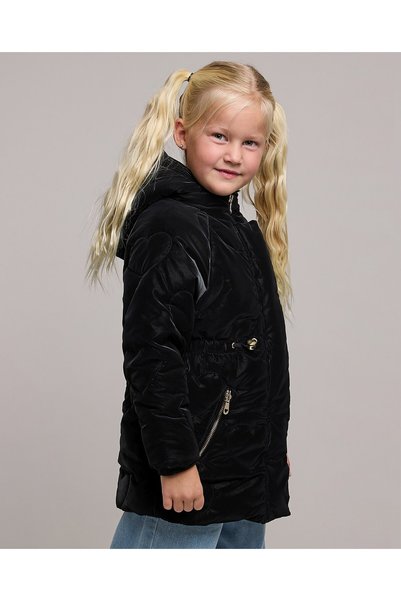 R&B Cinched Waist Hooded Quilted Jacket with Long Sleeves