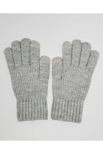 R&B Grey Women's Textured Knit Gloves
