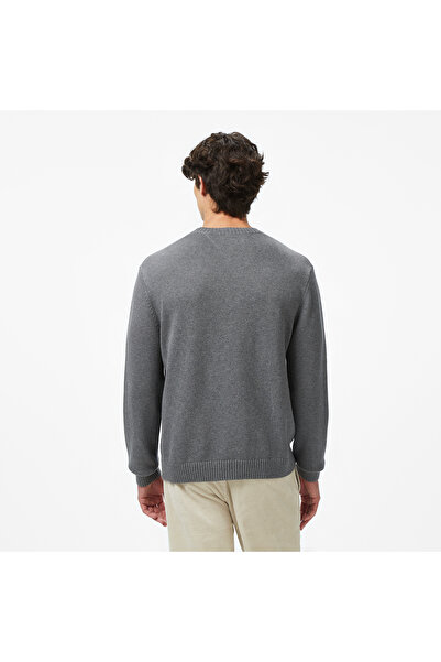 Tommy Hilfiger Tommy Jeans Regular Melange Flag Erkek Gri Kazak