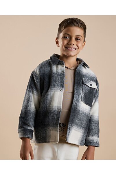 R&B Plaid Shirt with Classic Collar and Long Sleeves