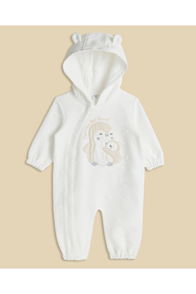 R&B بدلة نوم بغطاء رأس مزينة بالتطريز للبنات باللون العاجي