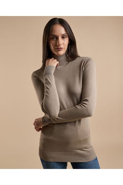 R&B Solid Sweater with Turtleneck and Long Sleeves