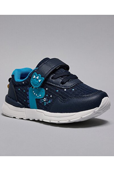 R&B Navy Blue Boy Dino Print Velcro Shoes