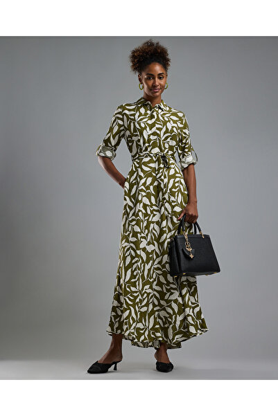 R&B فستان قميص مطبوع بأكمام قصيرة