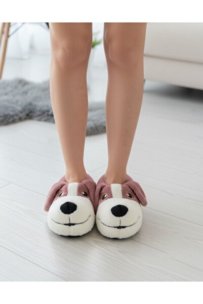 BURAK ALDAY SHOES Konfor Plush Slippers with Cute Dog Figures Unisex Animal Slippers..