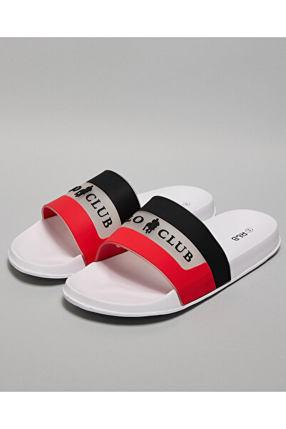 R&B White Men's White Men's's Color Block Slides
