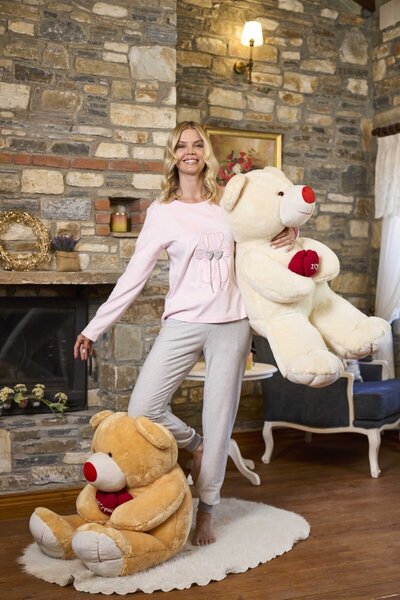 Cossy By Aqua Applique Detail Long Sleeve Women's Pajama Set Cossybyaqua 26228-42