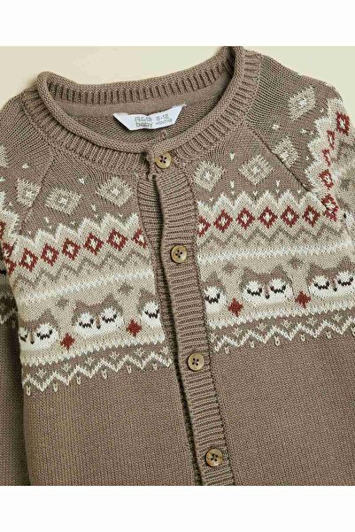 R&B Brown Boy's Patterned Knitted Clothing Set