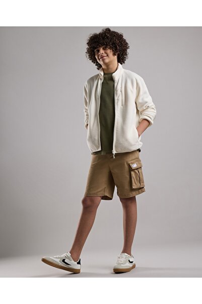 R&B Solid Cargo Shorts with Button Closure