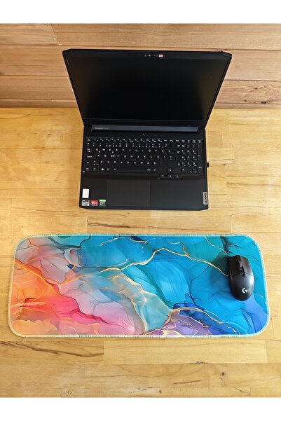 sgeteknoloji Sge Technology 70X30 cm Phosphorescent Stitched Colorful Marble Anti-Slip Base Speed Surface Gamer Mouse Pad g