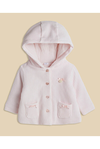 R&B Textured Hooded Jacket with Button Closure