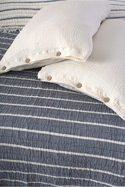 Cottonest Lüks 4 Katlı Multi Muslin %100 Pamuk Çift Kişillik Yatak Örtüsü 230x250 Cm Battal Boy 2 Yastıklı