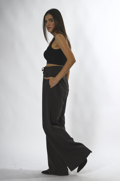 ABBRA Women's Lace-Up Palazzo Trousers