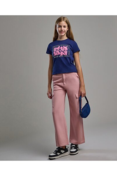 R&B بنطلون كارغو سادة مع إغلاق بأزرار