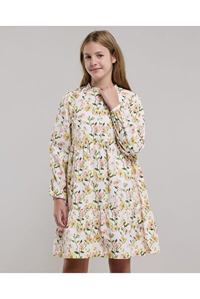 R&B فستان مكشكش بطبعة زهور وأكمام طويلة