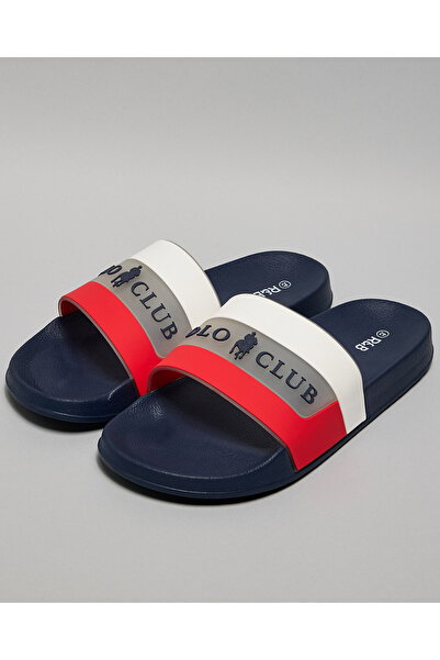 R&B Navy Blue Men's Color Block Slides