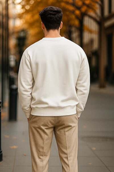 COMBİNE MİCHAİL Мъжки ежедневен бял пуловер с голям размер