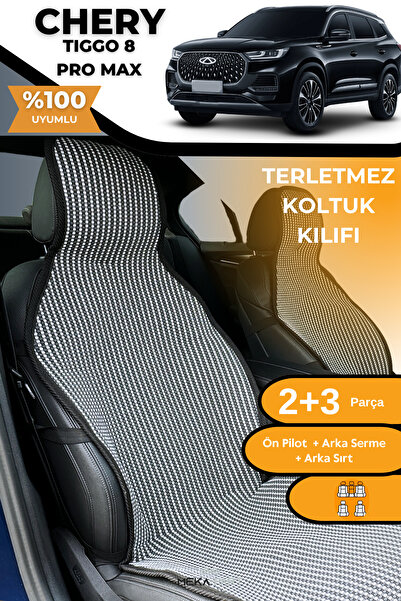 TREND Anti-Sweat Car Seat Protector Cover 100% Cotton 5-Piece Full Set Smoked White Chery Tiggo 8